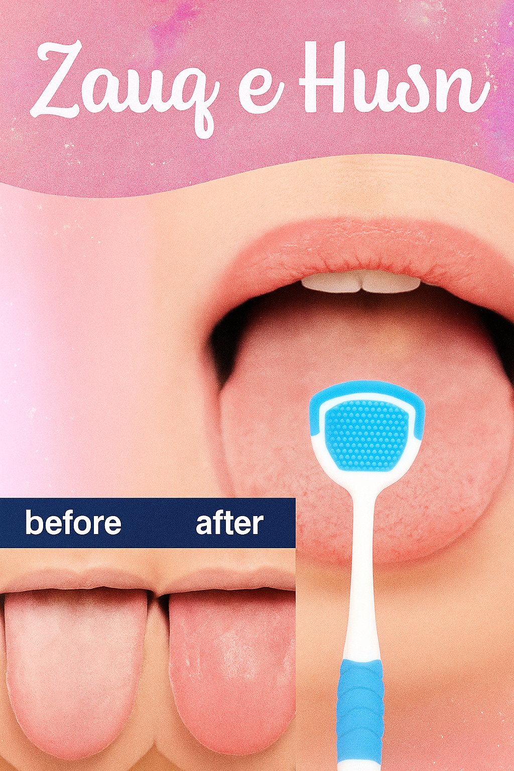 Tongue Cleaner Brush with Soft Silicone Bristles – Oral Hygiene Tool for Fresh Breath & Bacteria Removal – Random Color