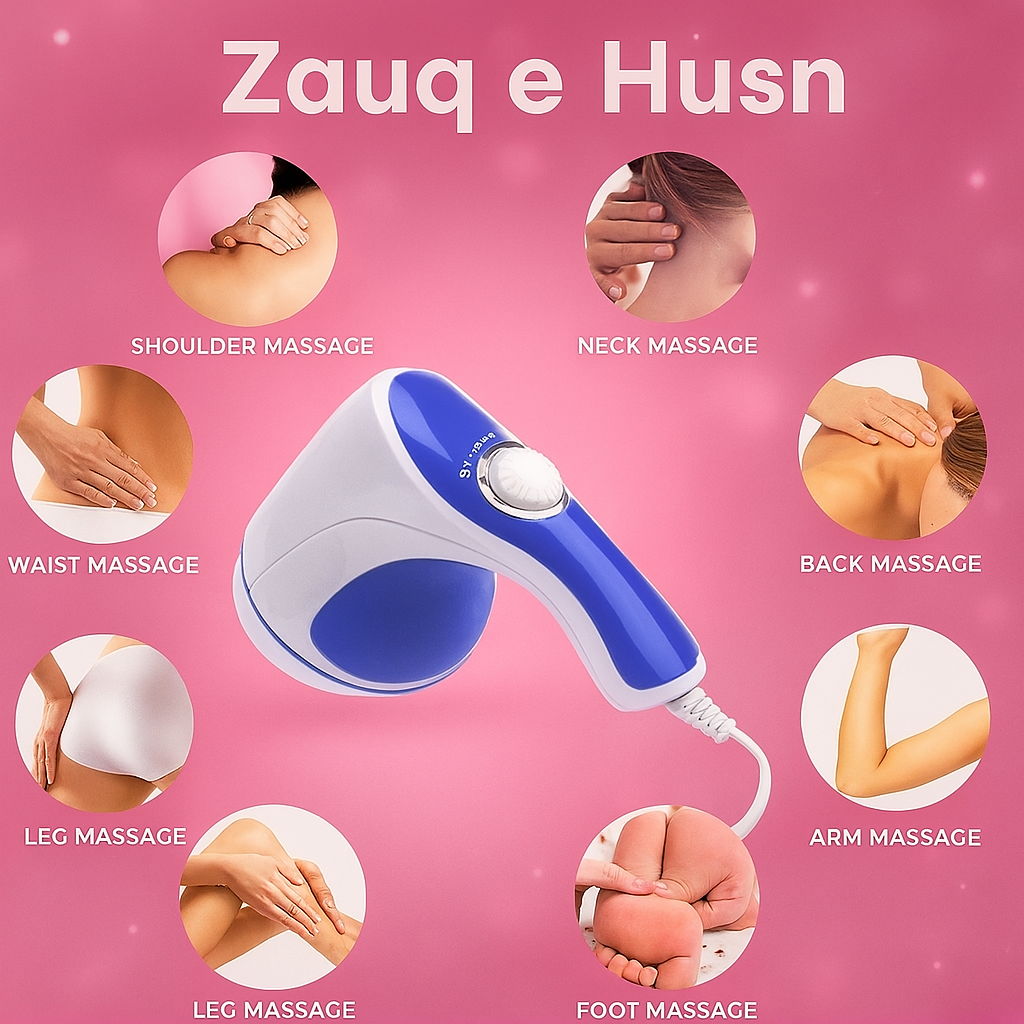 4 in 1 Relax & Spin Tone Vibration Electric Massager | Electronic Relax & Spin Body Massager With Different Heads (Random Color)