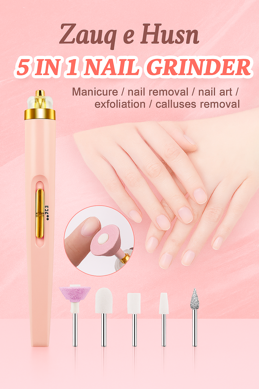 5-in-1 Professional Manicure Nail Salon Finishing Touch | Nail Grinding, Burnishing Machine | Full Manicure and Pedicure Tool