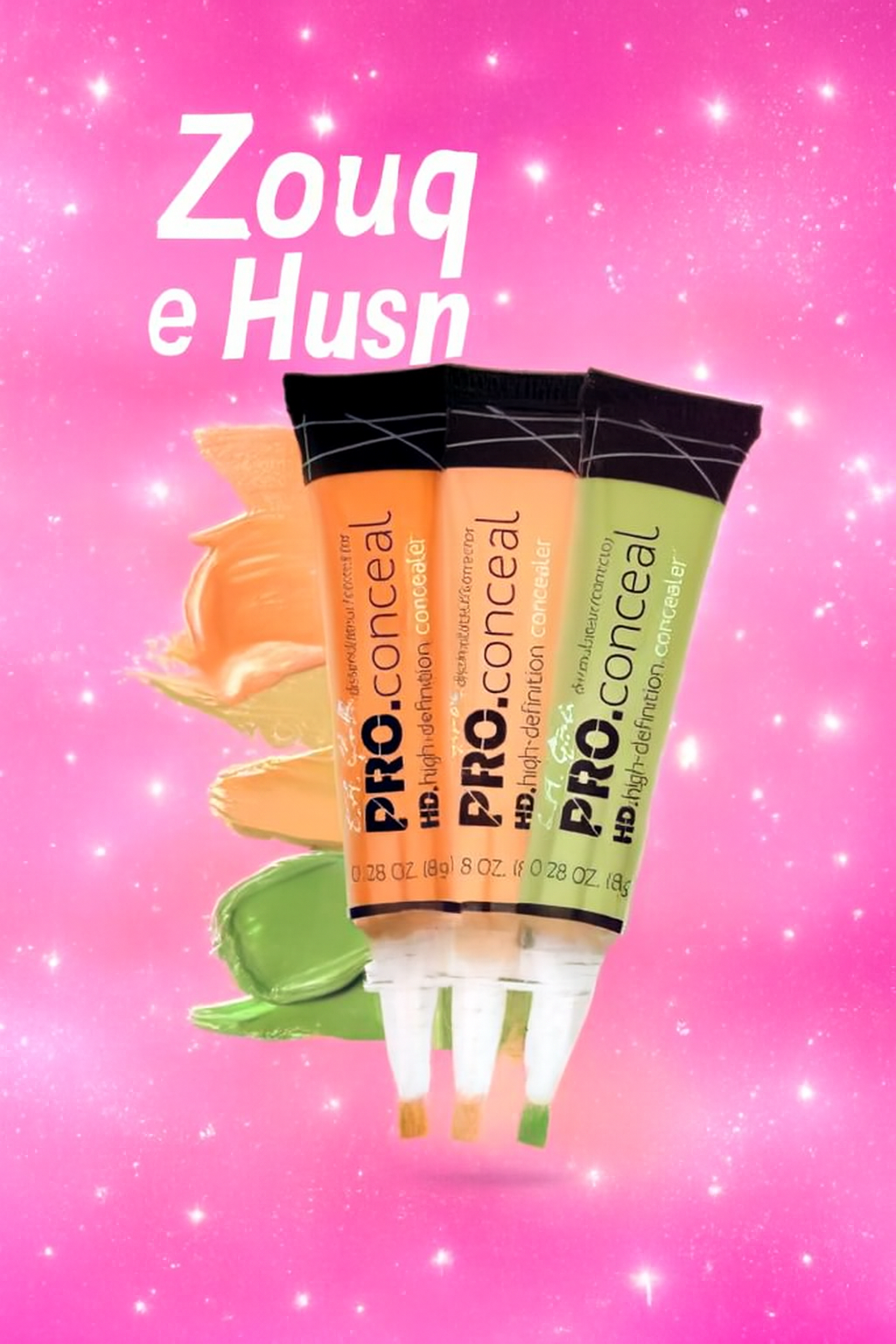 Pack of 3 - Pro Concealer L.A. Girl | High Coverage, Medium Coverage Concealer in Beige, Green & Peach Shades