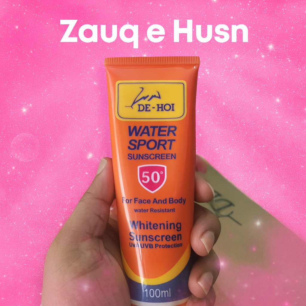 De-Hoi Water-Resistant Whitening & Moisturizer Sunblock Sunscreen – SPF 50+ | Sun Protection + Skin Brightening for Face & Body