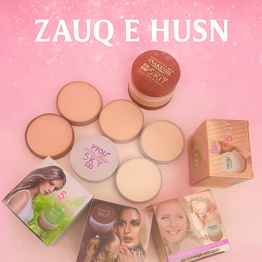 5-in-1 Multi-Shade Face Powder Palette with Mirror – Compact Makeup Kit for All Skin Tones | Natural Finish & Easy Blending -  YFOU.