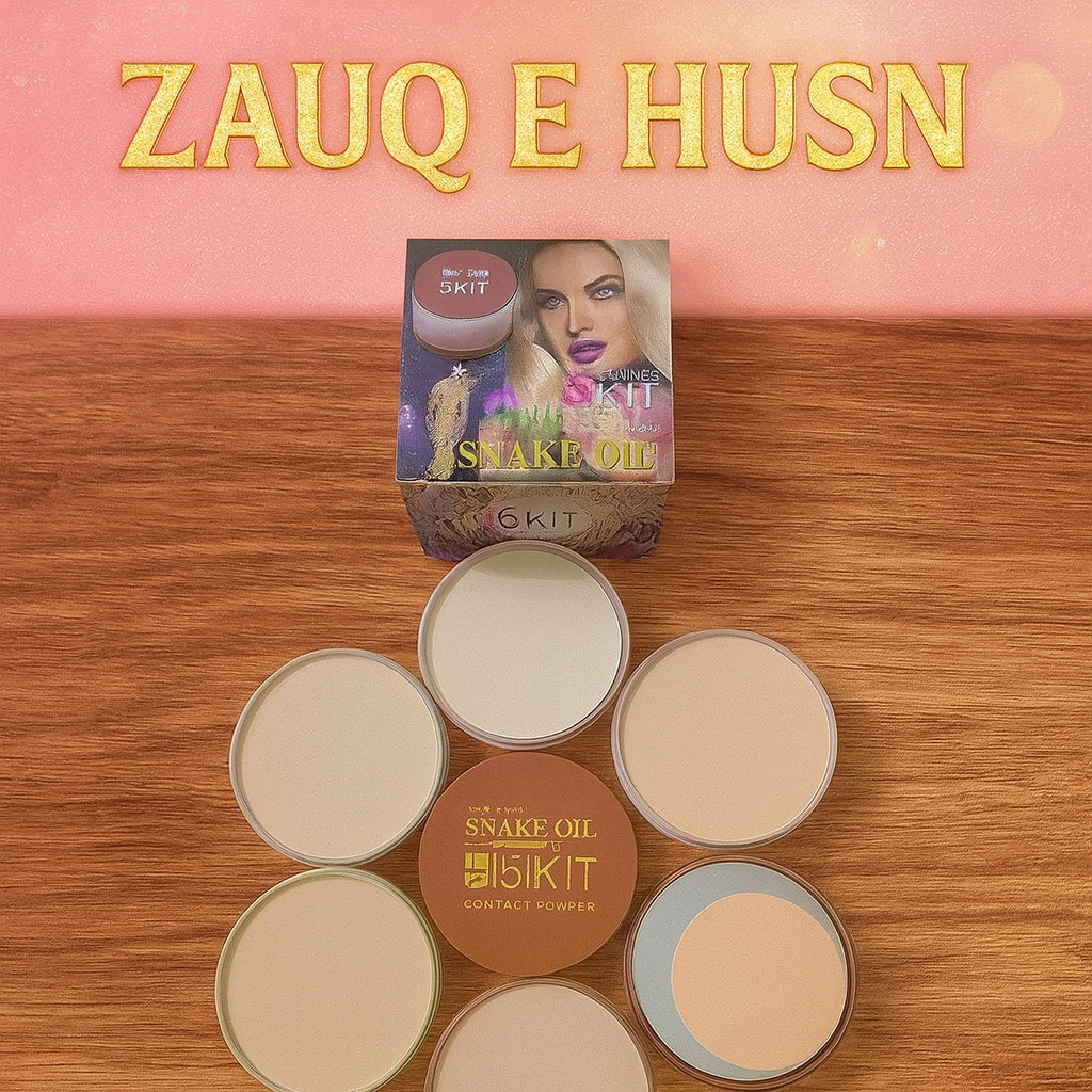 5-in-1 Multi-Shade Face Powder Palette with Mirror – Compact Makeup Kit for All Skin Tones | Natural Finish & Easy Blending