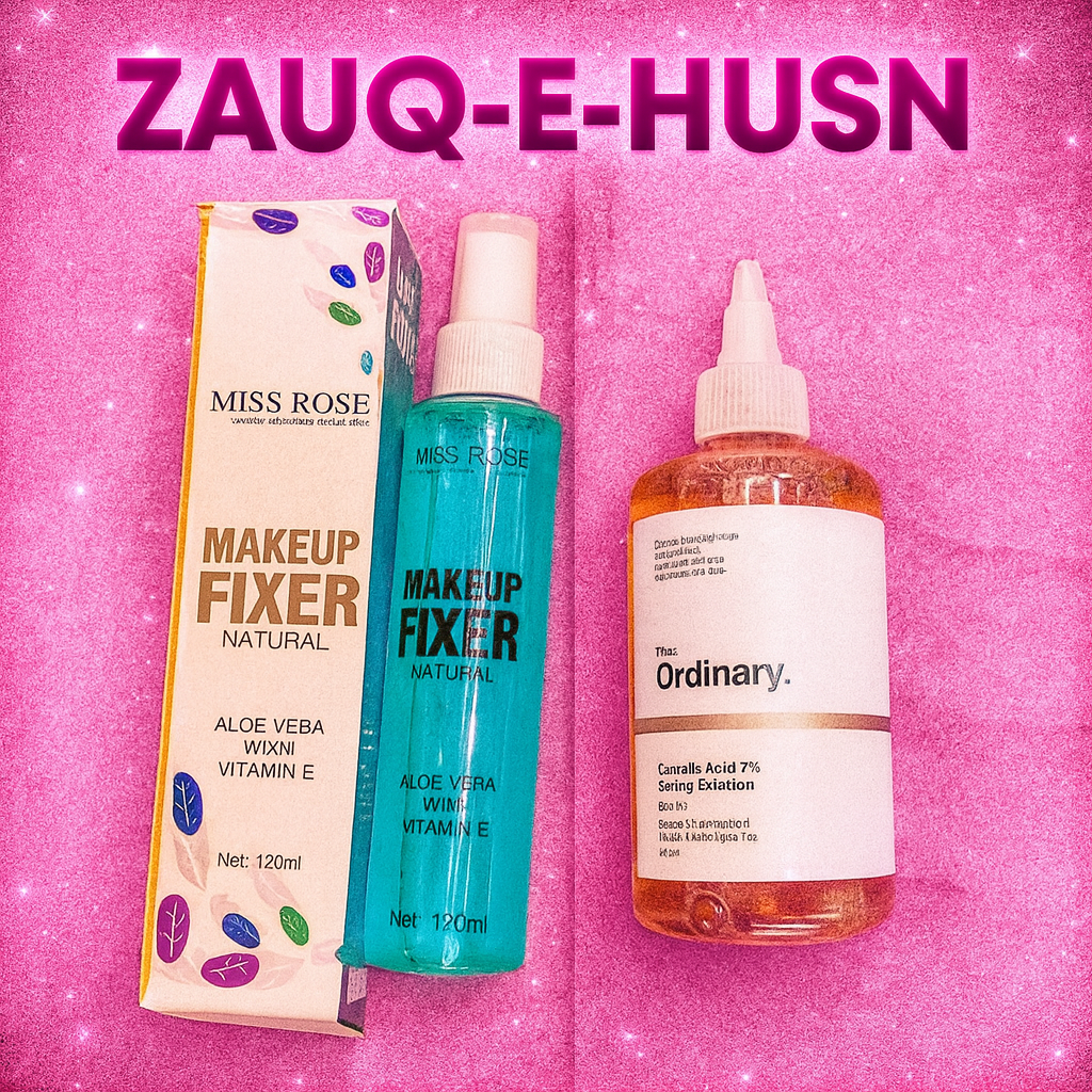 Pack of 2 – The Ordinary Glycolic Acid Toning Solution (240ml) + Miss Rose Natural Makeup Fixer with Vitamin E (120ml)