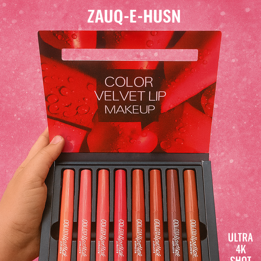 Pack of 8 – 2-in-1 Matte Lipstick & Lip Liner Set – Waterproof, Long-Lasting Makeup Lipliner Pen Set for Women