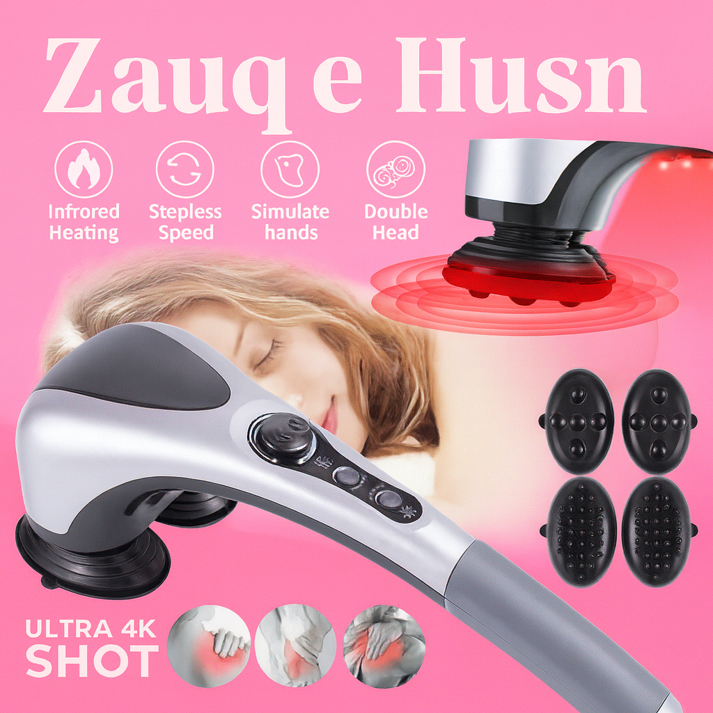 Double Head Full Body Massager Machine | Variable Speed Far Infrared | Electric Facial & Deep Tissue Massage Stick | Pain Relief Hammer
