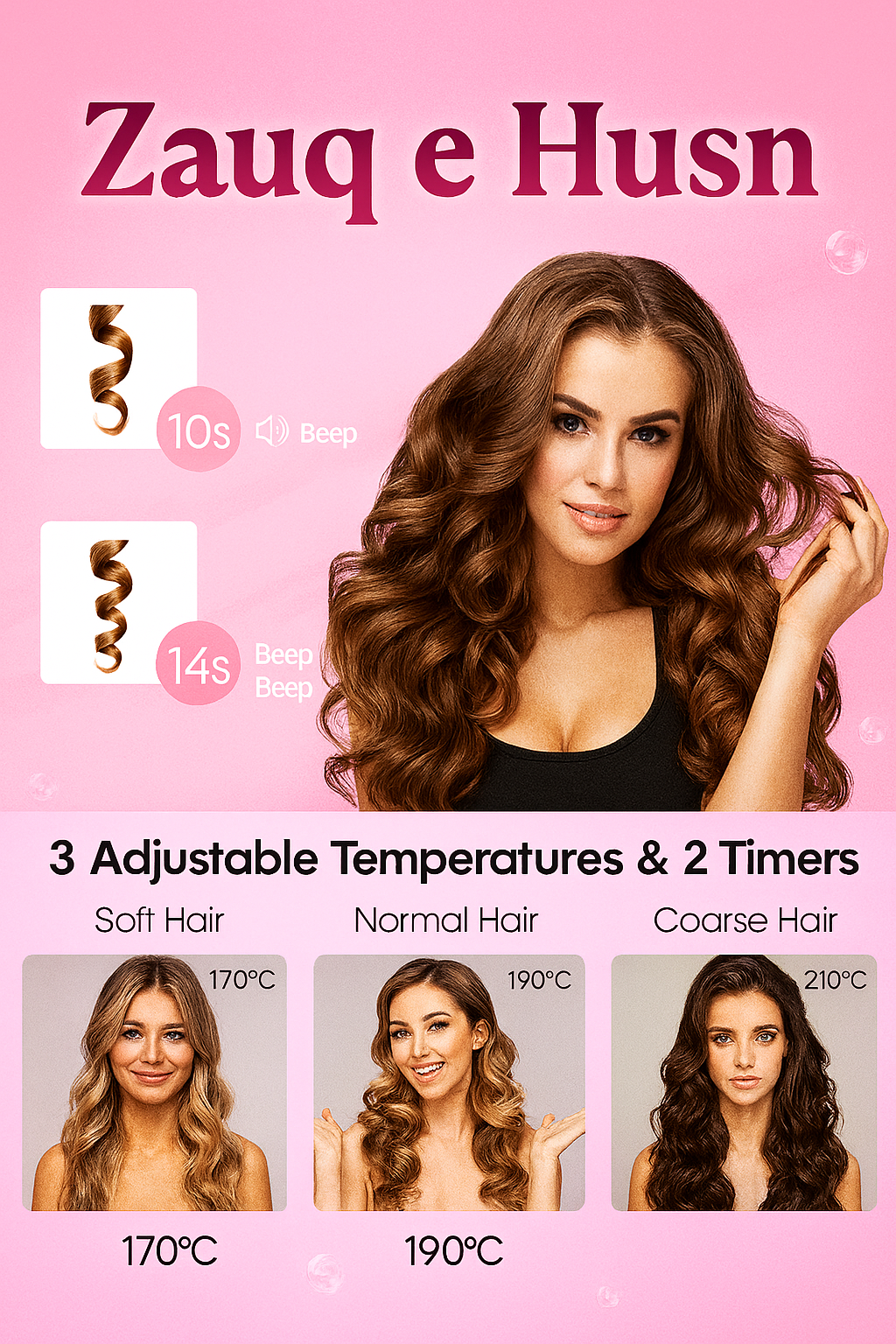 Curling Iron Rod with Intelligent Temperature Control – Lightweight & Ergonomic Design – 1 Pc