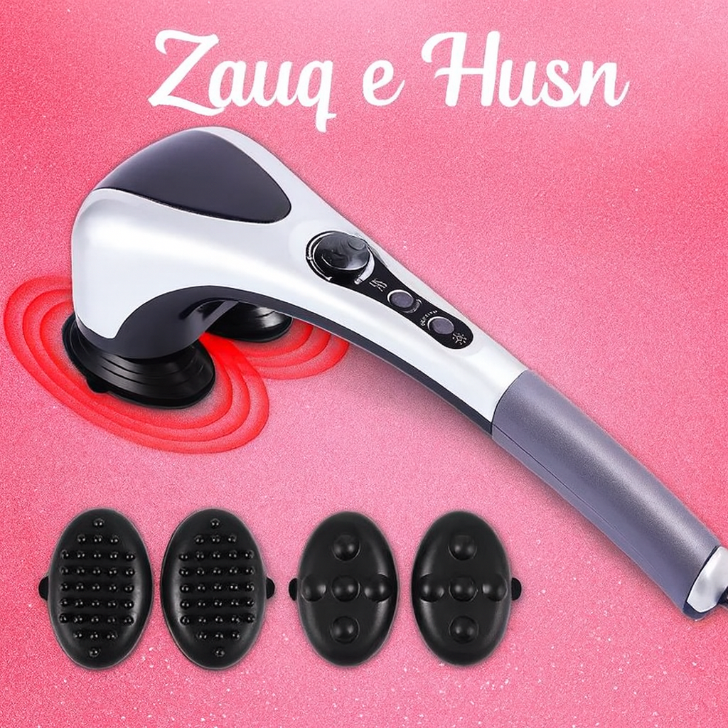 Double Head Full Body Massager Machine | Variable Speed Far Infrared | Electric Facial & Deep Tissue Massage Stick | Pain Relief Hammer