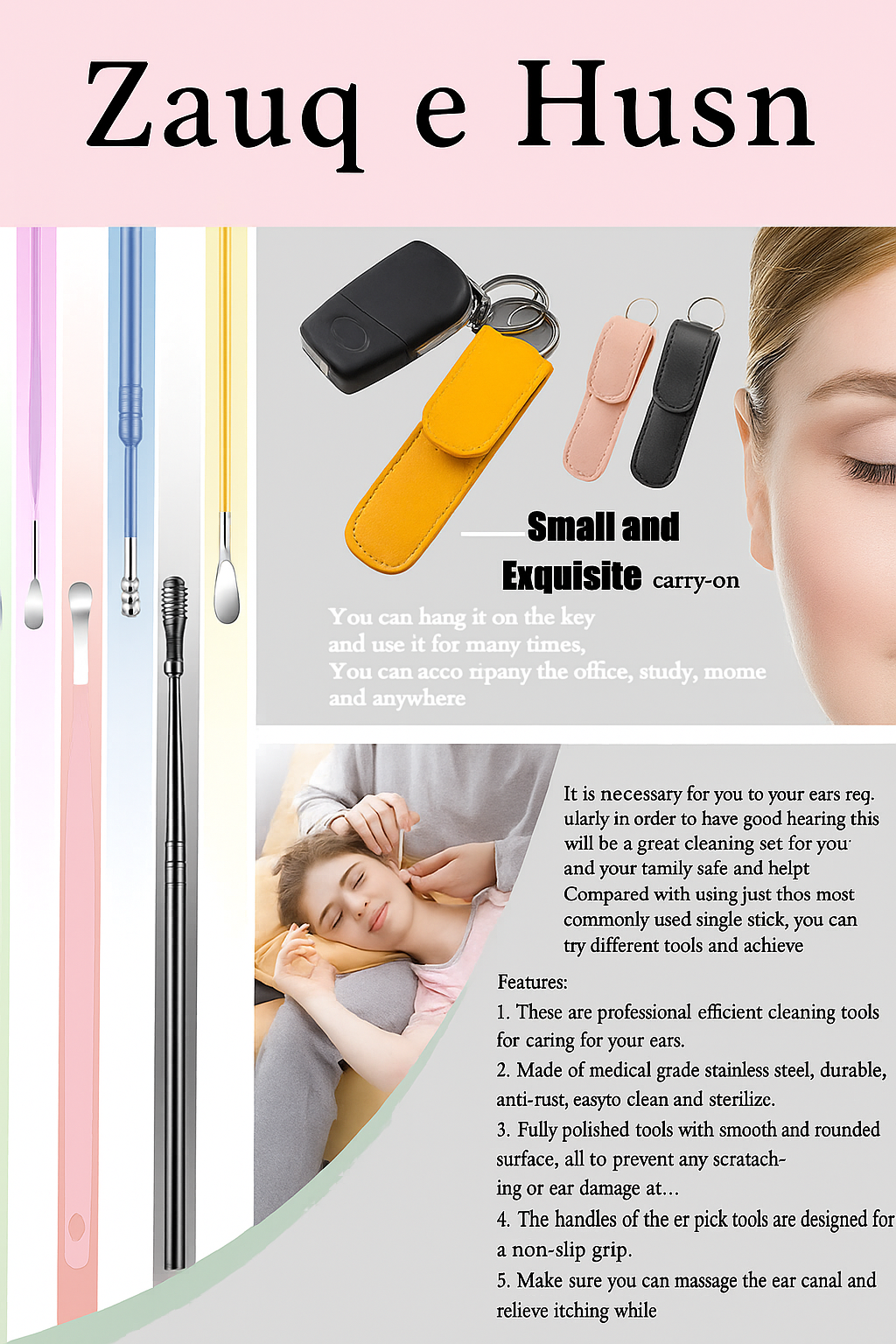 Ear Wax Cleaning Kit - 6 Pcs Ear Pick Tools