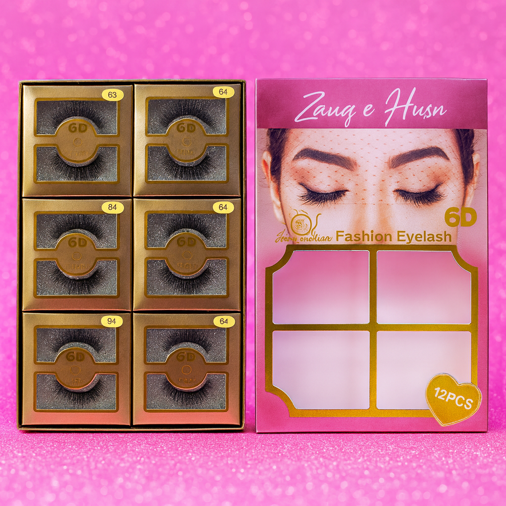 Premium 3D False Eyelashes – Pack of 12 (Reusable & Natural Look)