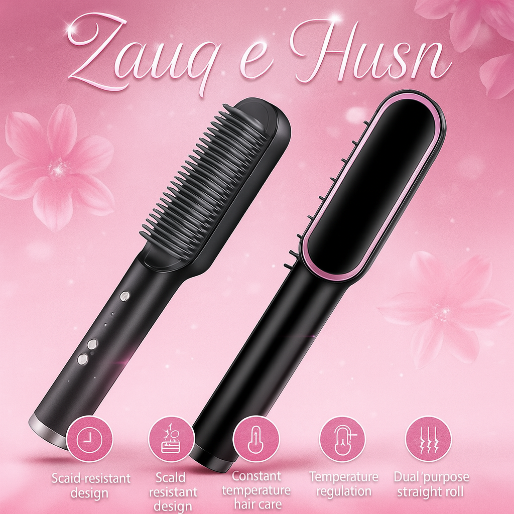 Ceramic Electric Hair Straightener & Curler Brush - 2 in 1