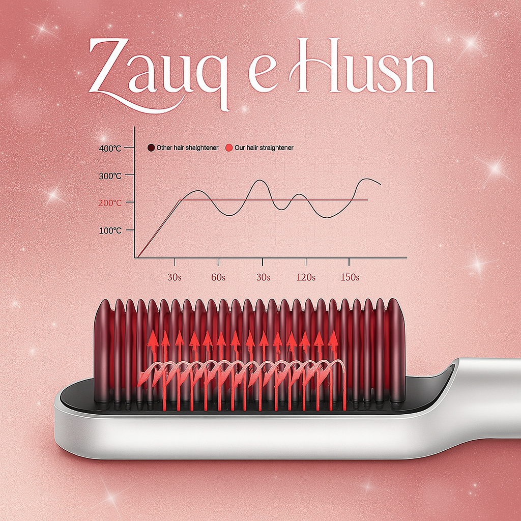 Ceramic Electric Hair Straightener & Curler Brush - 2 in 1