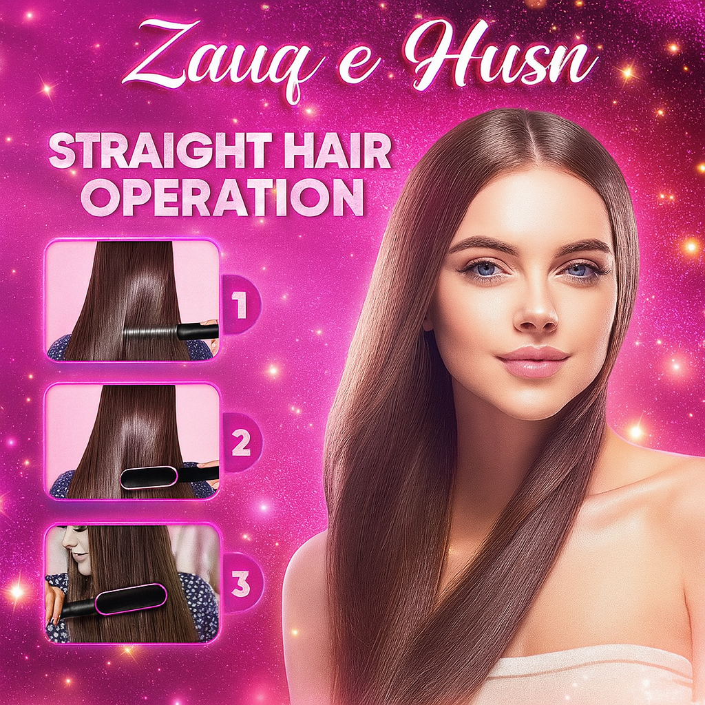 Ceramic Electric Hair Straightener & Curler Brush - 2 in 1