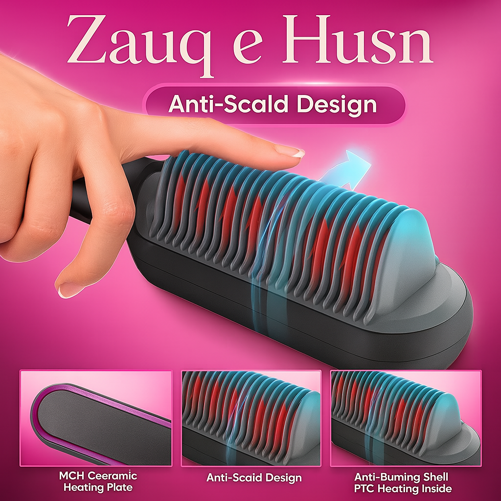 Ceramic Electric Hair Straightener & Curler Brush - 2 in 1