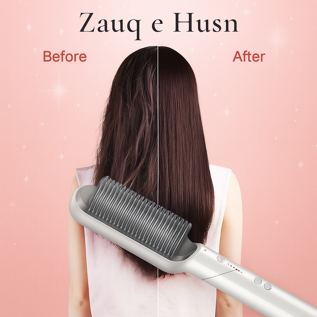 Ceramic Electric Hair Straightener & Curler Brush - 2 in 1