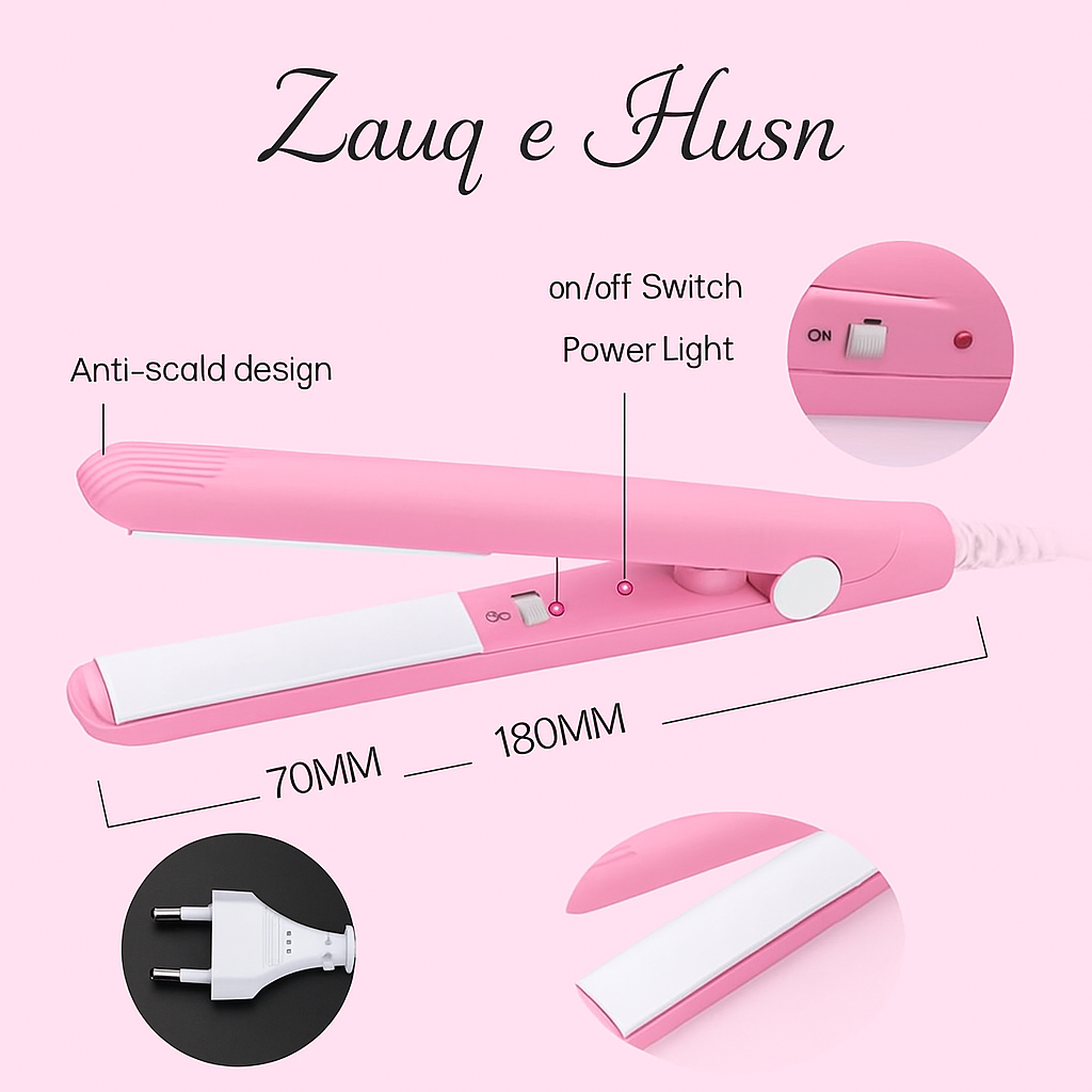 Portable Mini Hair Straightener - 1 Pc High Heat Quick Heating Tool