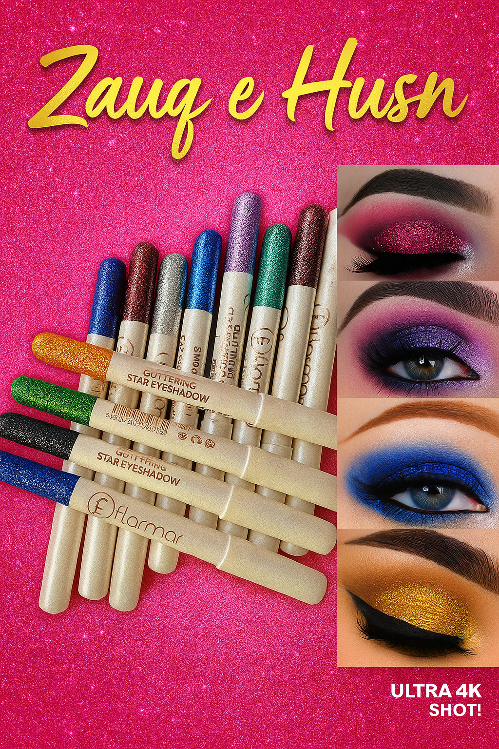 Pack of 12 Flormar Glitter Multipurpose Pencils – Glitter Eyeliner & Eyeshadow Pencils – Metallic Colors, Long Lasting, Random Colors