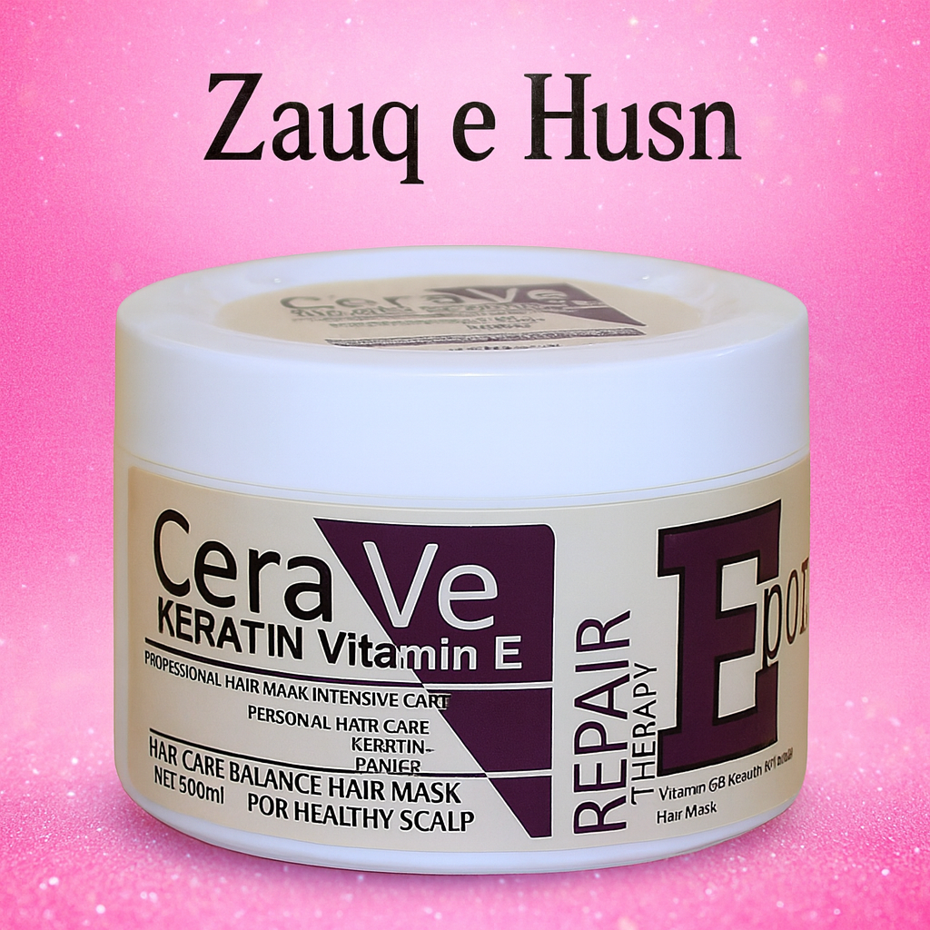 CeraVe Keratin & Vitamin E Repair Therapy Hair Mask – 500ml | Frizz Control & Shine Boost