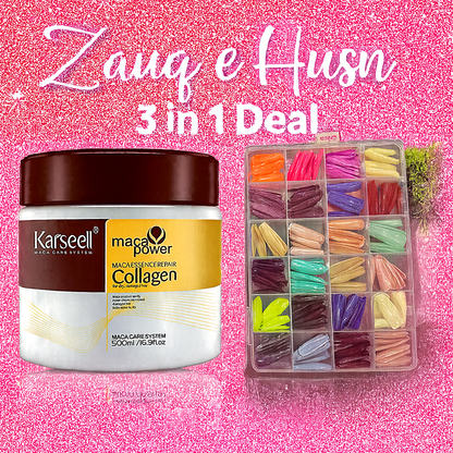 3 In 1 Deal Karseell Hair Mask Collagen Treatment Cream + Reusable 576 Pcs Fake Nails + Fake Nails Glue | Makeup And Hair Care Deal