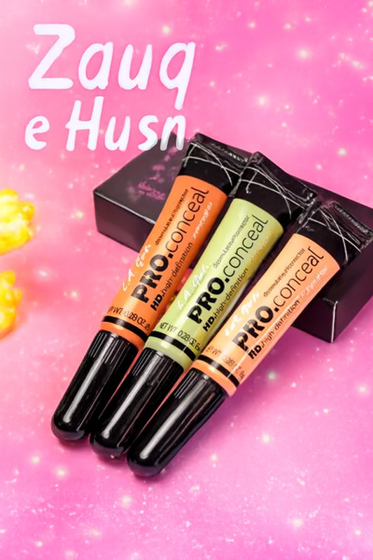 Pack of 3 - Pro Concealer L.A. Girl | High Coverage, Medium Coverage Concealer in Beige, Green & Peach Shades