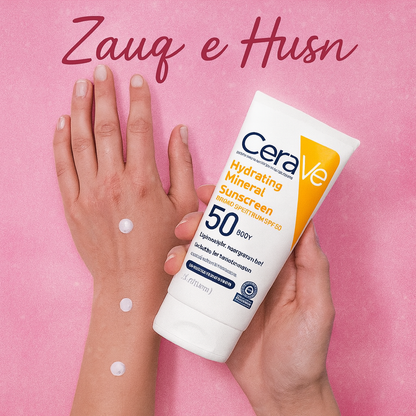 CeraVe Hydrating Mineral Sunscreen SPF 50 – 100ml | Best Skin Care Sunscreen for Sensitive Skin