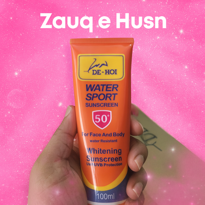 De-Hoi Water-Resistant Whitening & Moisturizer Sunblock Sunscreen – SPF 50+ | Sun Protection + Skin Brightening for Face & Body