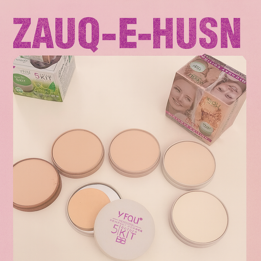 5-in-1 Multi-Shade Face Powder Palette with Mirror – Compact Makeup Kit for All Skin Tones | Natural Finish & Easy Blending