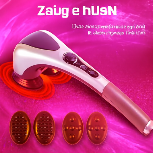 Double Head Full Body Massager Machine | Variable Speed Far Infrared | Electric Facial & Deep Tissue Massage Stick | Pain Relief Hammer