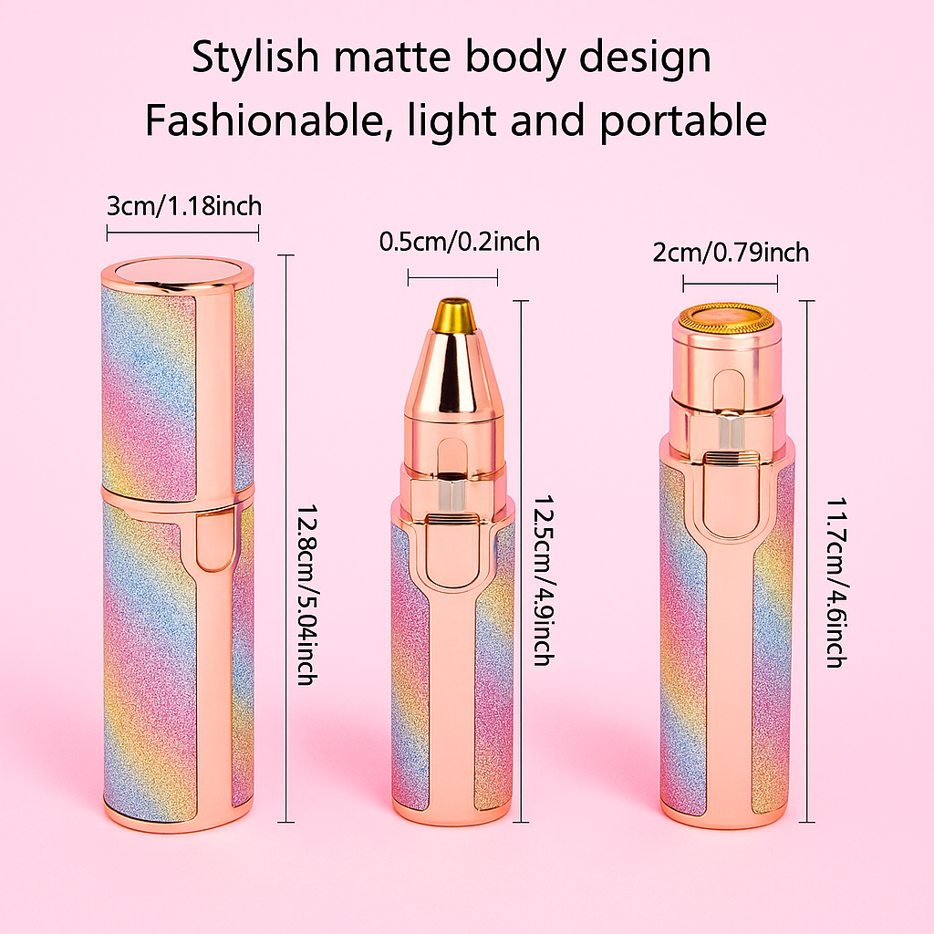 Rechargeable Hair Remover - 2 in 1 Electric Eyebrow Trimmer and Shaver - with LED Light for Face, Lips, Nose, Chin & Arm