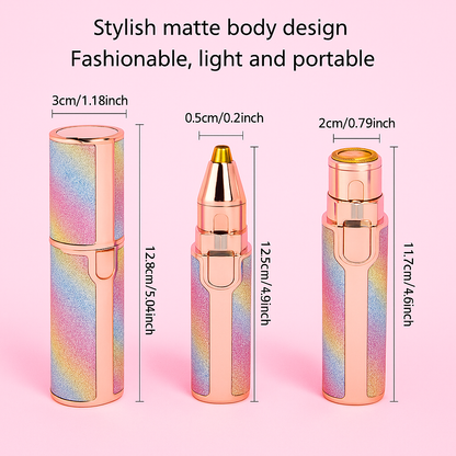 Rechargeable Hair Remover - 2 in 1 Electric Eyebrow Trimmer and Shaver - with LED Light for Face, Lips, Nose, Chin & Arm