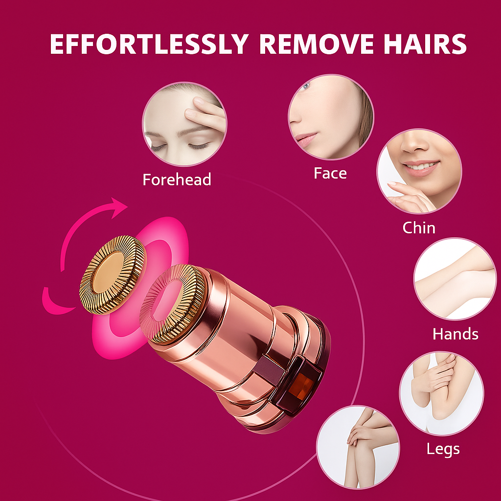 Rechargeable Hair Remover - 2 in 1 Electric Eyebrow Trimmer and Shaver - with LED Light for Face, Lips, Nose, Chin & Arm