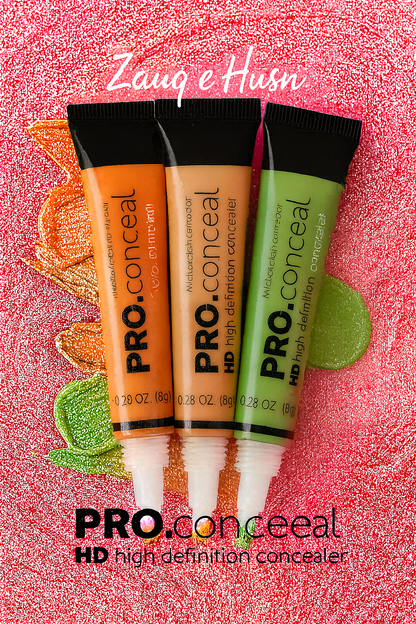 Pack of 3 - Pro Concealer L.A. Girl | High Coverage, Medium Coverage Concealer in Beige, Green & Peach Shades -  Pro Concealer L.A