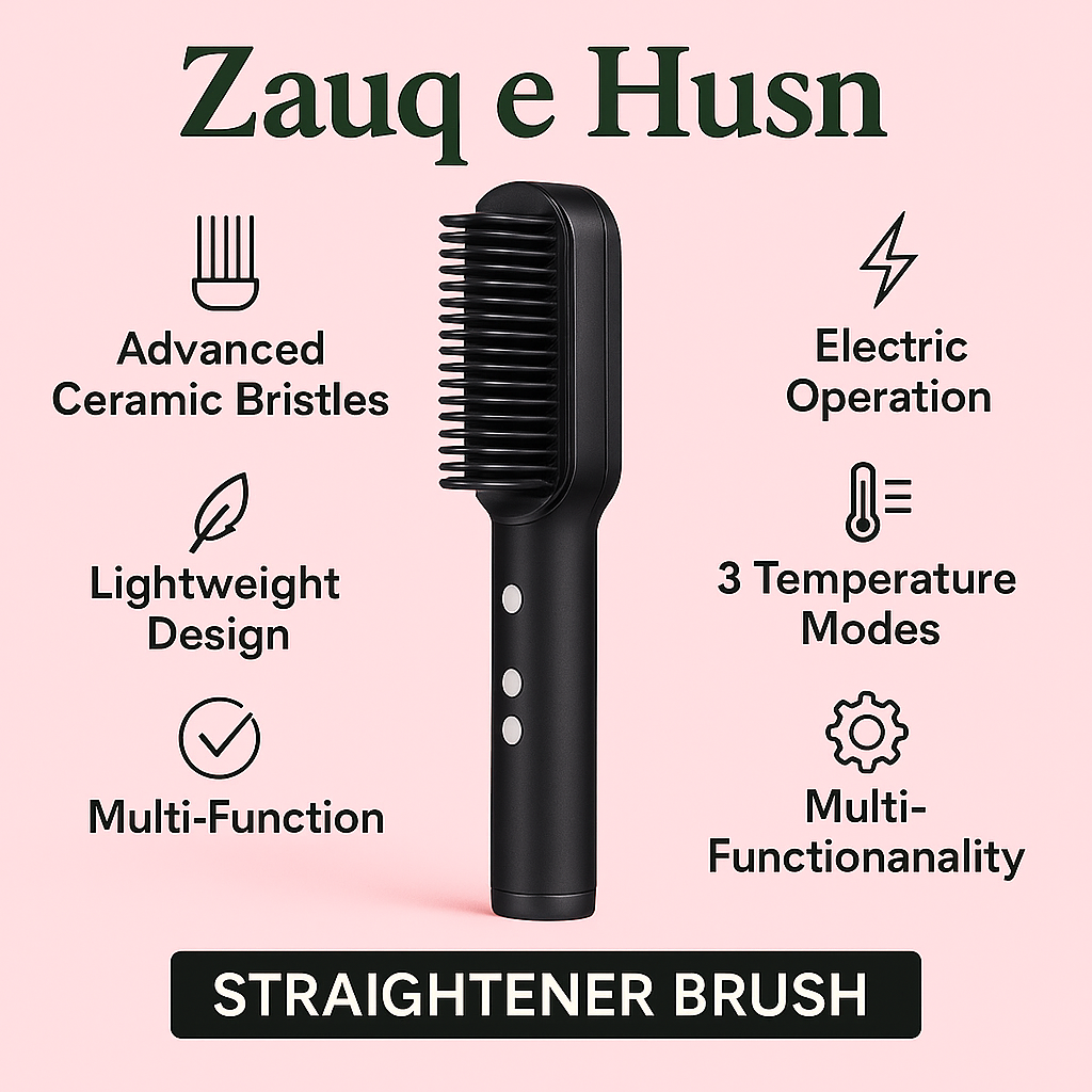 Ceramic Electric Hair Straightener & Curler Brush - 2 in 1