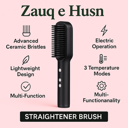Ceramic Electric Hair Straightener & Curler Brush - 2 in 1