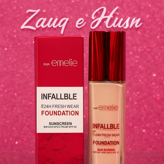 Emelie Cosmetics Infallible 24H Fresh Wear Foundation – Natural Matte Finish, Long-lasting, Waterproof, Sweat & Heat Proof with SPF 25