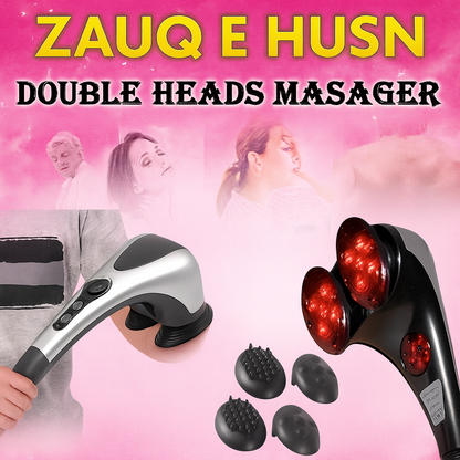 Double Head Full Body Massager Machine | Variable Speed Far Infrared | Electric Facial & Deep Tissue Massage Stick | Pain Relief Hammer