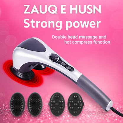 Double Head Full Body Massager Machine | Variable Speed Far Infrared | Electric Facial & Deep Tissue Massage Stick | Pain Relief Hammer