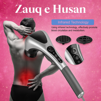 Double Head Full Body Massager Machine | Variable Speed Far Infrared | Electric Facial & Deep Tissue Massage Stick | Pain Relief Hammer