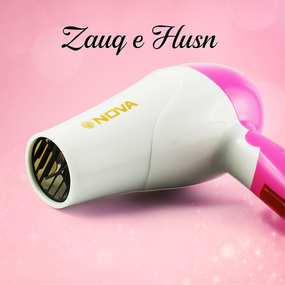 Nova Foldable Hair Dryer – 1000W (Pink) - Lightweight Portable with Fast Drying Technology