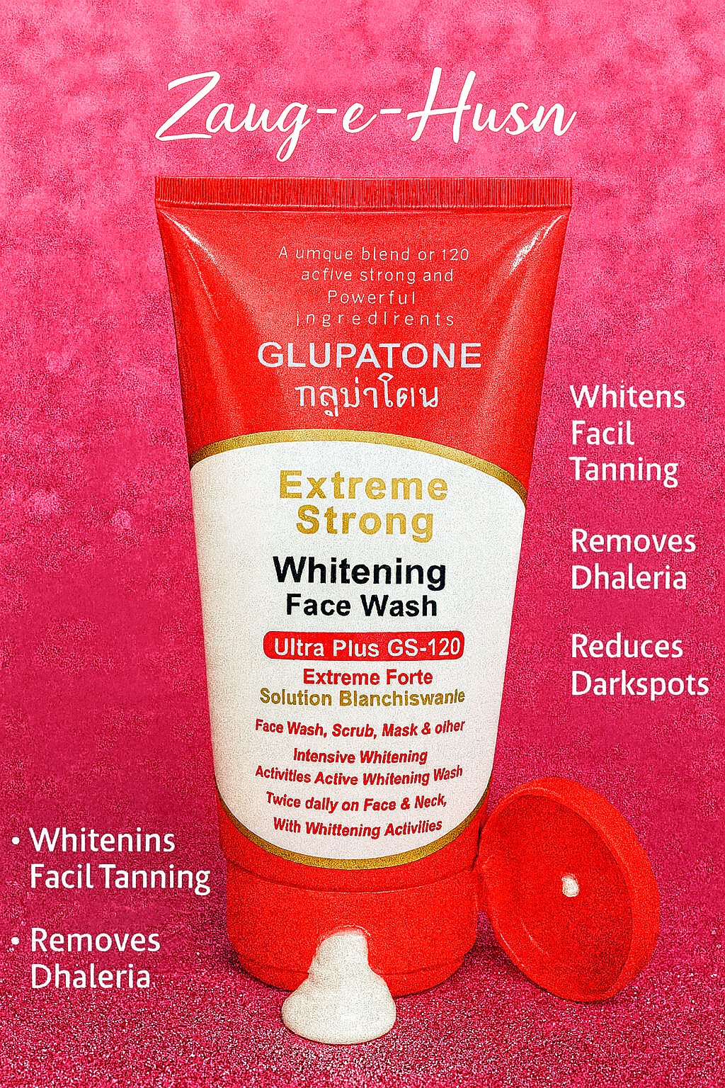 Whitening & Brightening Face Wash - 150ml for All Skin Types - Removes Dirt and Impurities - Glupatone