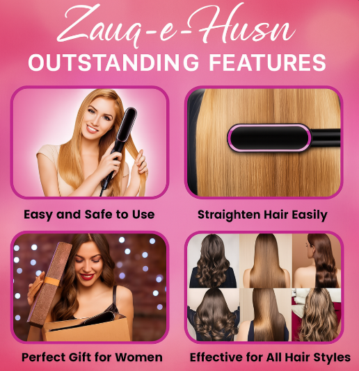 Ceramic Electric Hair Straightener & Curler Brush - 2 in 1