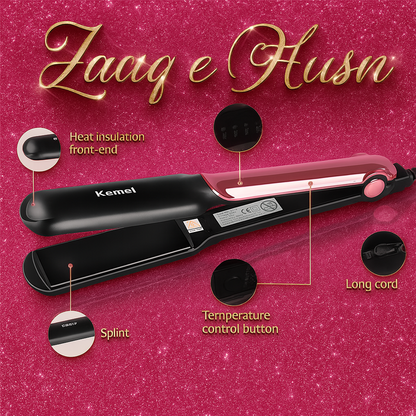 Kemei Hair Straightener & Curler – KEMEI 2-in-1  Ion Technology (Black)