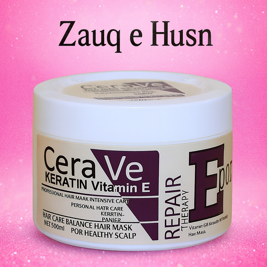 CeraVe Keratin & Vitamin E Repair Therapy Hair Mask – 500ml | Frizz Control & Shine Boost
