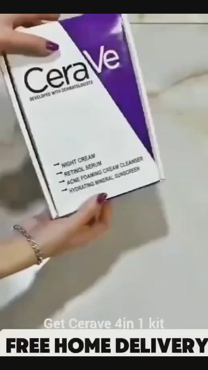 4 in 1 Skincare Bundle – Night Cream, Face Serum, Sunscreen & Facial Cleanser – Complete Skincare Regimen - Cerave